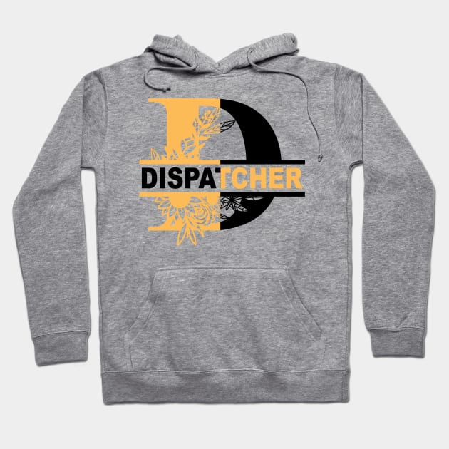 Floral Dispatcher Split color Thin Gold Line Hoodie by Shirts by Jamie